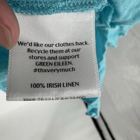 Eileen Fisher Shirt top 2x teal irish linen button up beachy plus career office - Picture 5 of 5